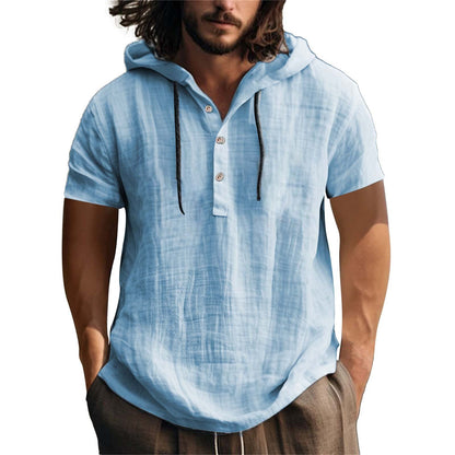 Sweat-shirt à capuche pour homme, manches courtes, décontracté, coupe ample