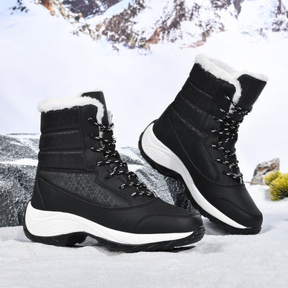 Bottes hautes fourrées fausse fourrure lacées