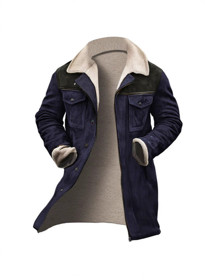 Blouson en cuir pour homme, doublure teddy, élégant et moderne