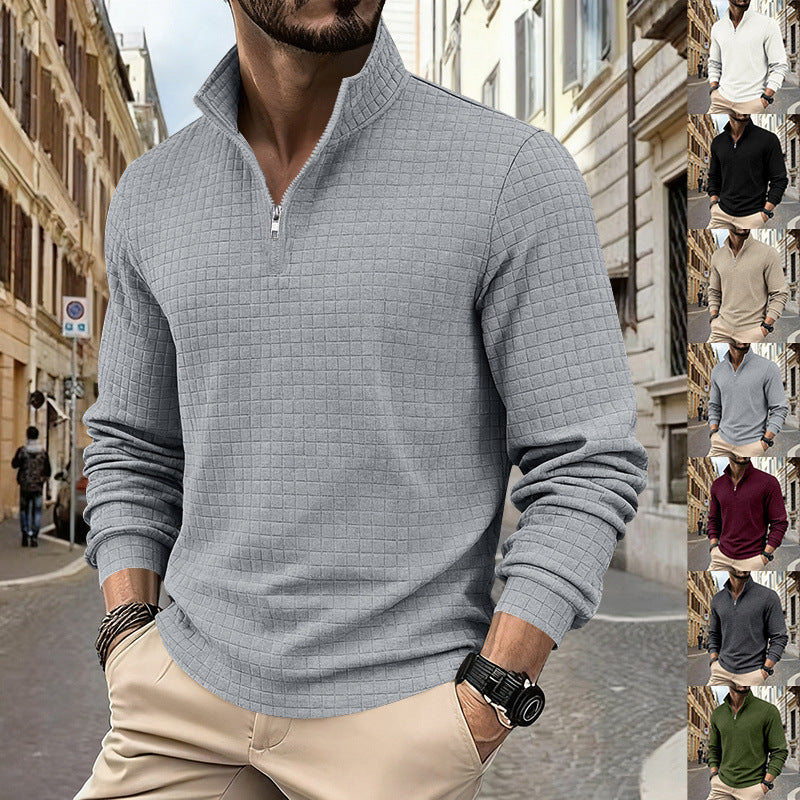 Herren Sportpullover Strukturiert Modern Halb Reißverschluss - IdealeKleiden