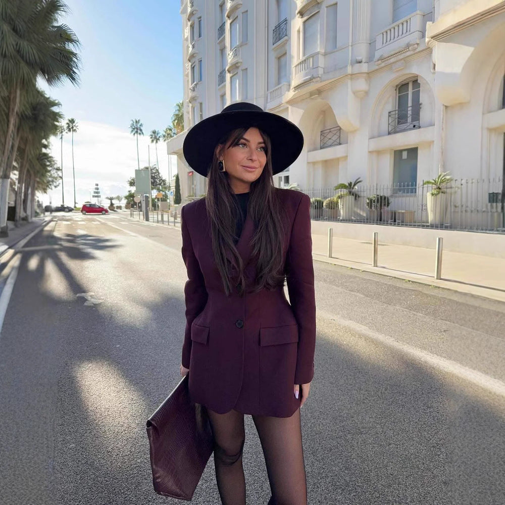 Damen Blazer Oversized Modern mit großen Taschen - IdealeKleiden
