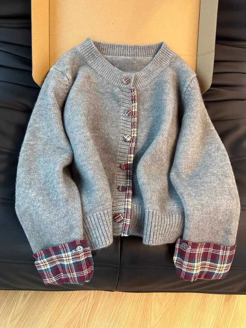Cardigan femme col contrastant moderne design élégant