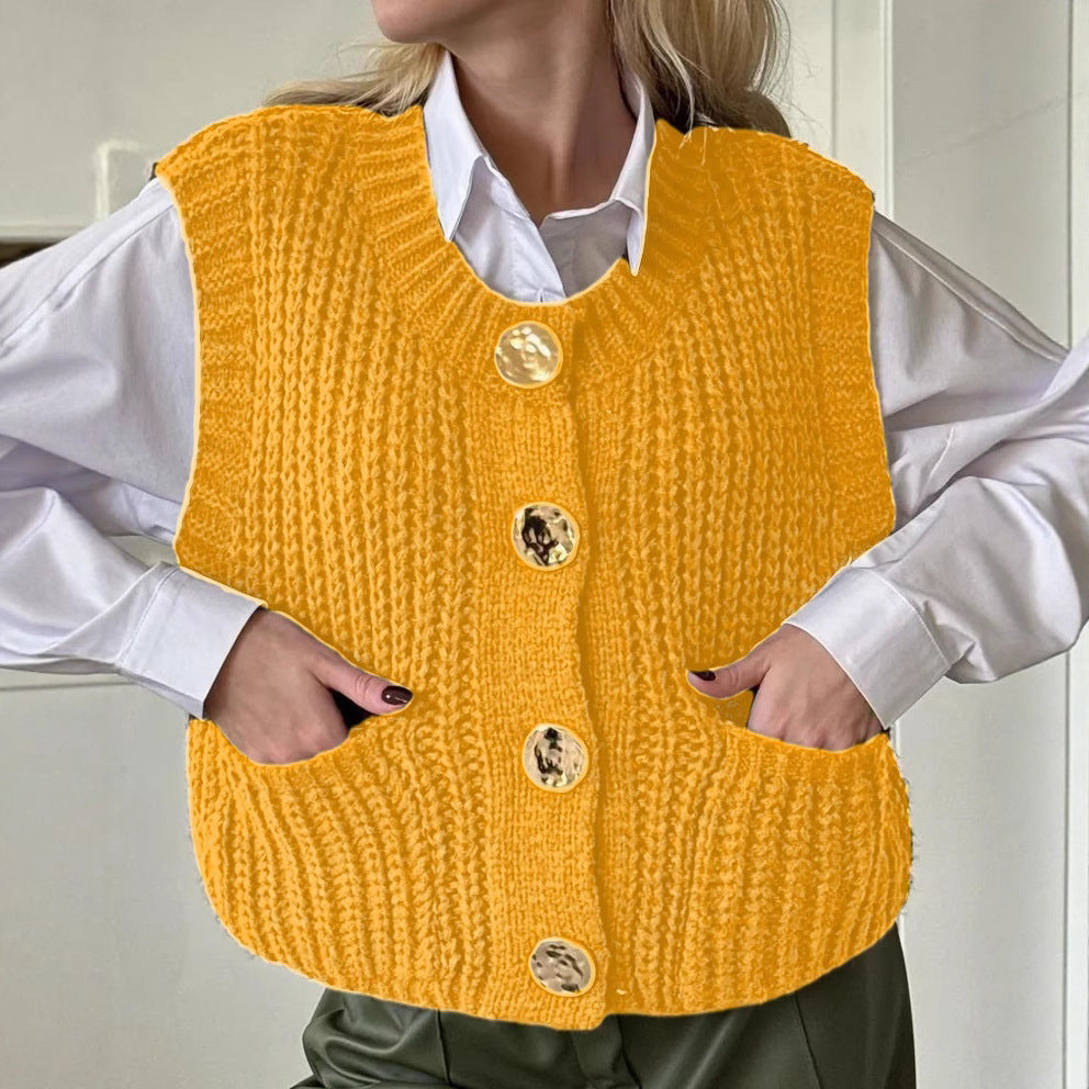 Grand gilet en maille mélangée de laine grande taille