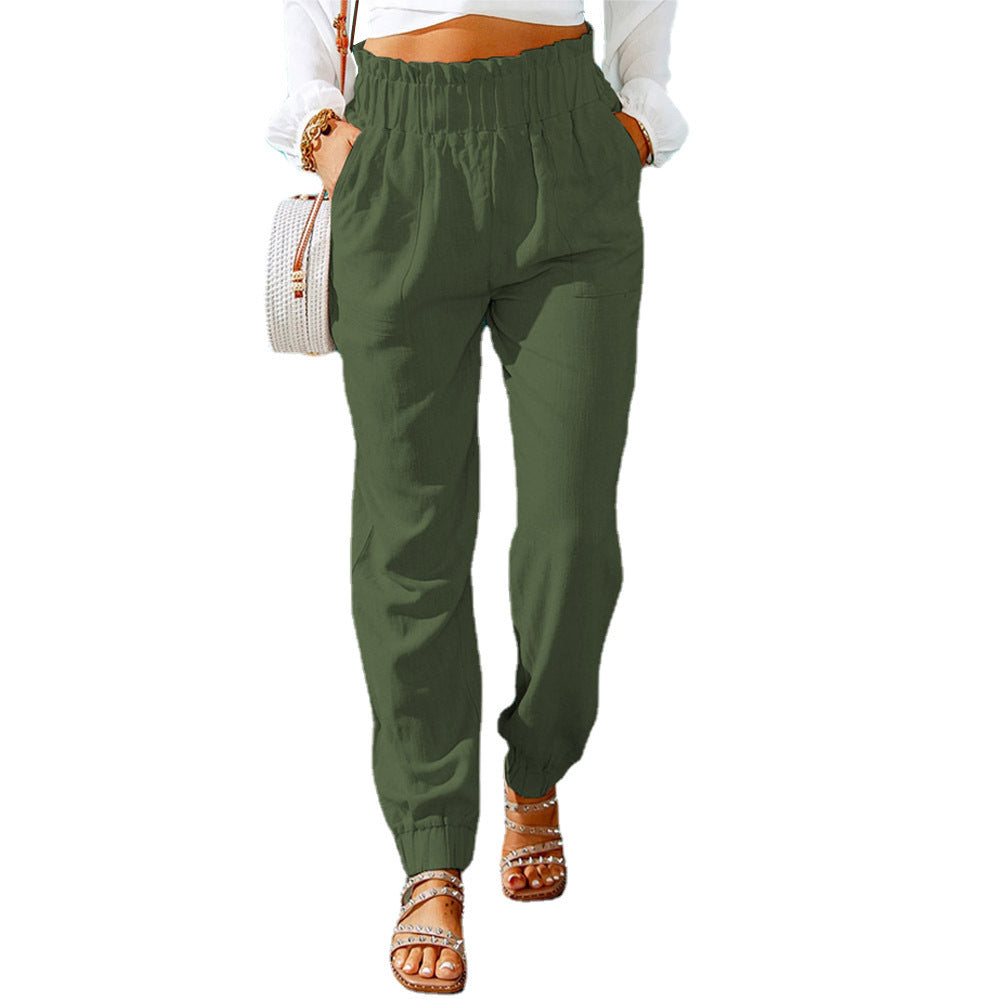 Pantalon d'été femme léger coton élastique