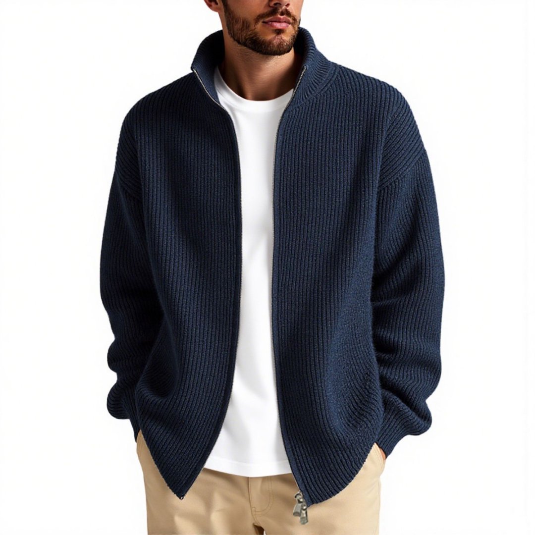 Gilet en tricot col montant zippé pratique pour homme