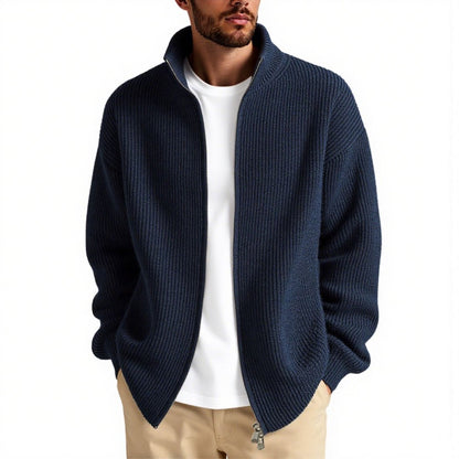 Gilet en tricot col montant zippé pratique pour homme