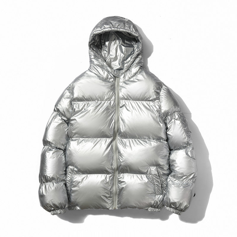 Doudoune oversize argent métallisé