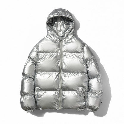 Doudoune oversize argent métallisé