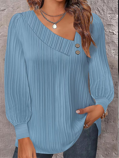 Chemisier Femme Asymétrique Élégant Détail Bouton