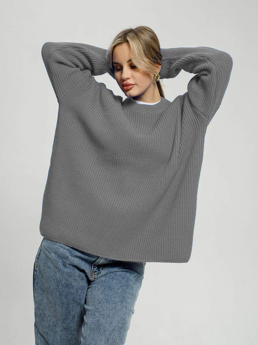 Pull pour femme, maille épaisse, confortable, col rond