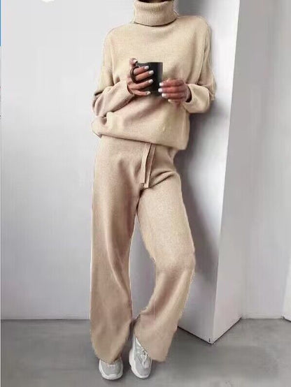 Ensemble tricoté femme Pantalon large Col rond élégant