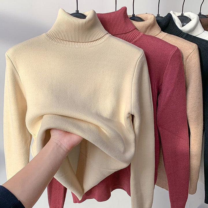 Pulls à col roulé doux pour femmes en polaire teddy