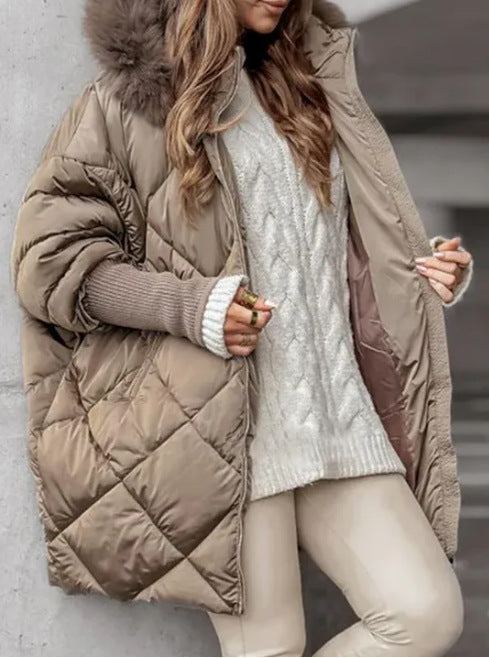 Doudoune matelassée oversize pour femme avec col en peluche Tendance Élégant