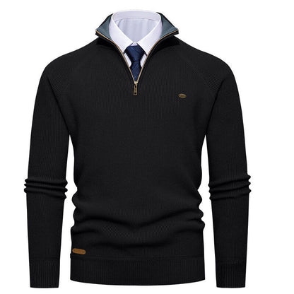 Pull en maille élégant pour homme à col montant et fermeture éclair