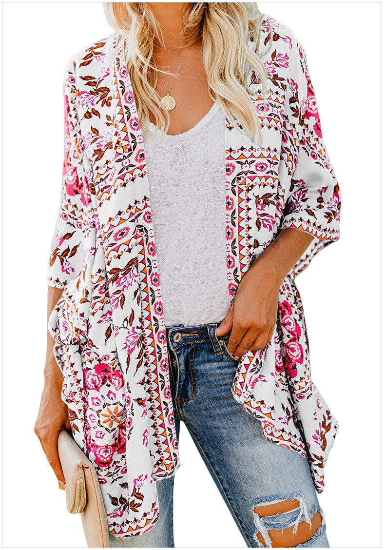 Kimono d'été léger pour femme à motif floral