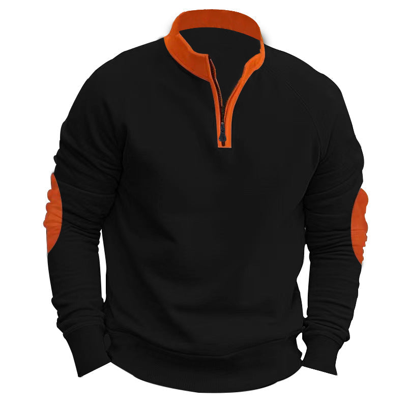 Pull de sport pour homme avec quart de zip, manches contrastées, moderne