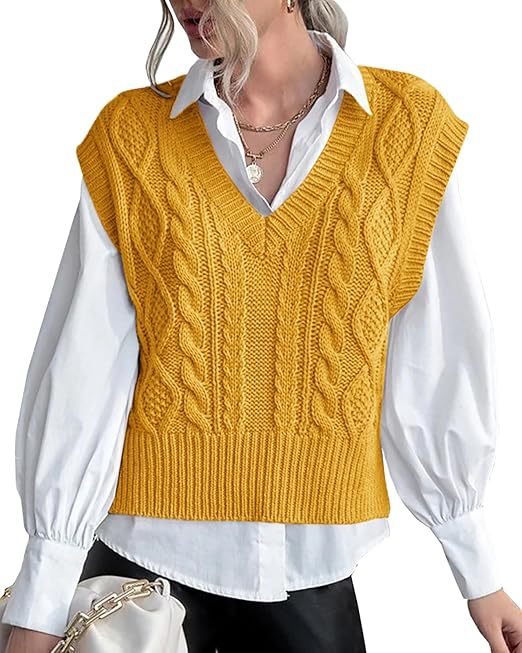 Gilet en maille pour femme, col en V, torsades, design élégant