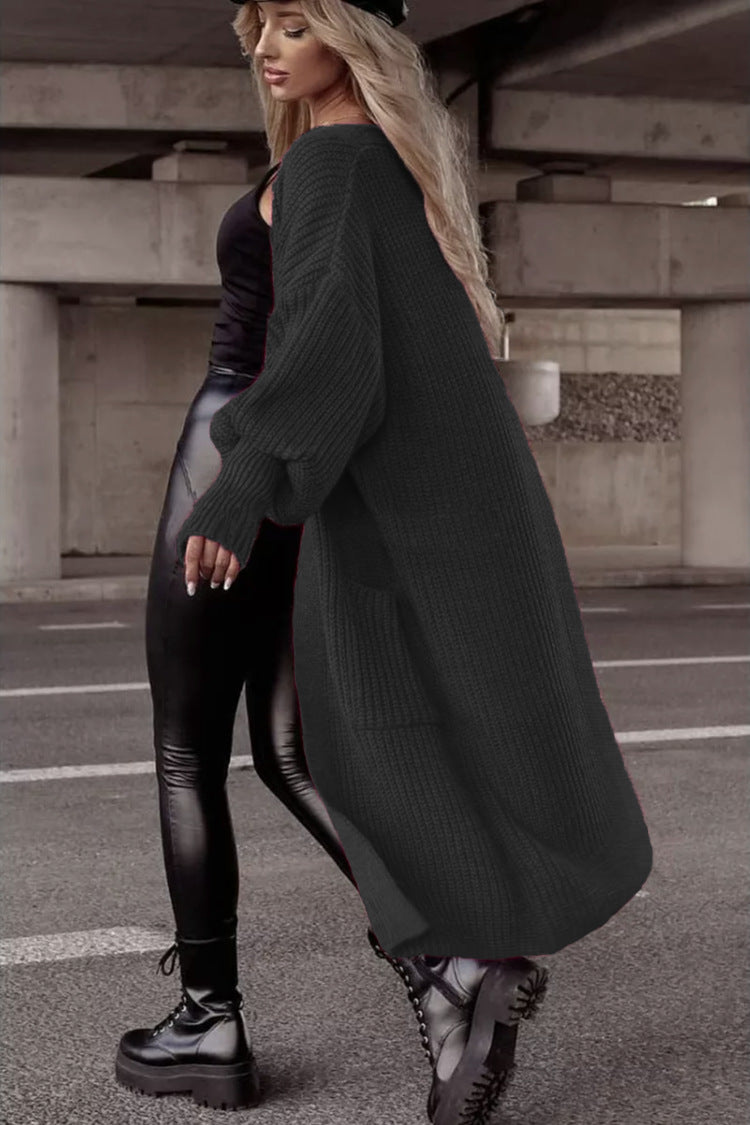 Gilet long pour femme, coupe oversize, décontracté, avec poches
