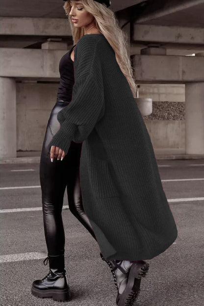 Gilet long pour femme, coupe oversize, décontracté, avec poches