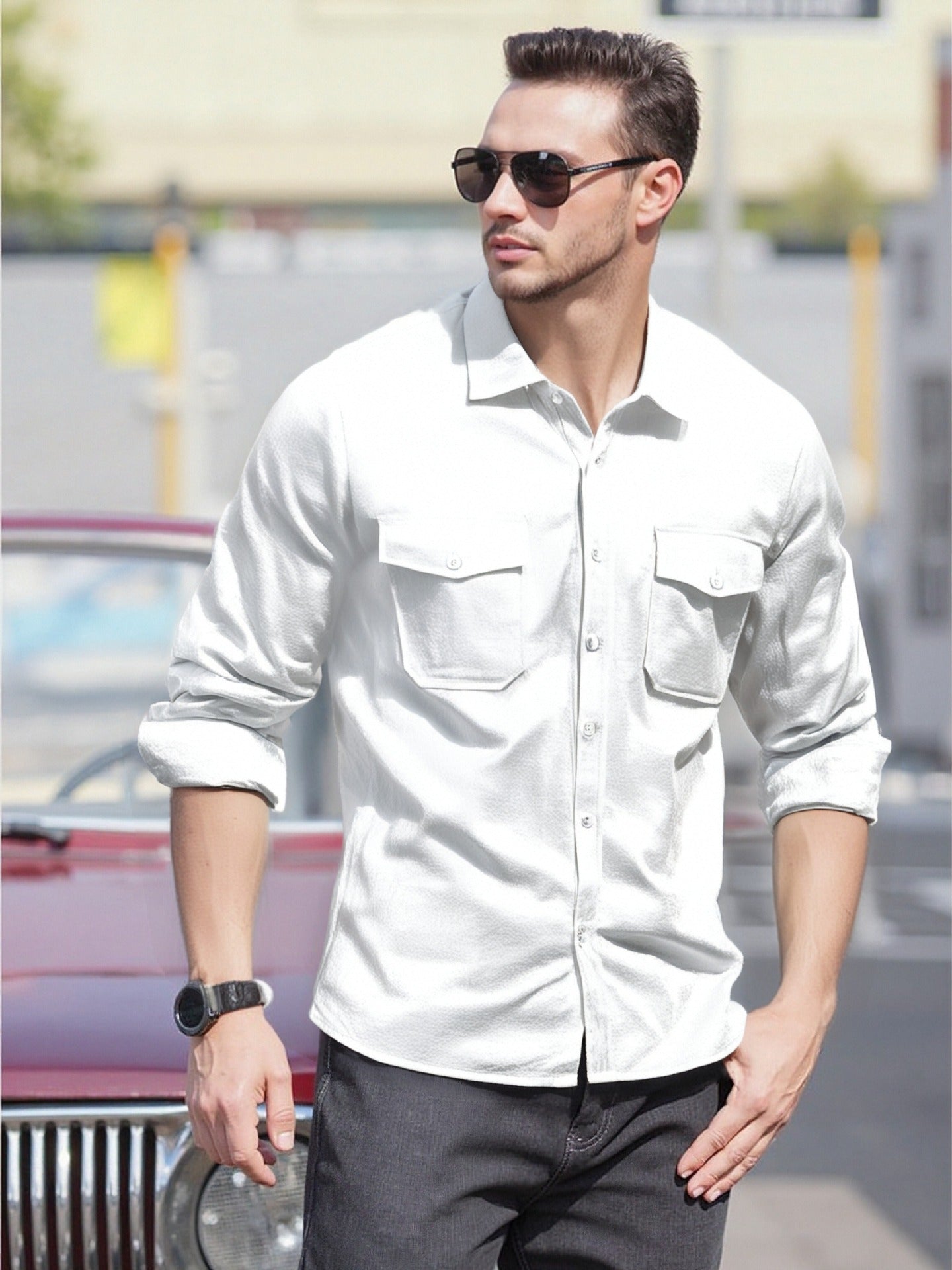 Chemise Homme Manches Longues Coupe Moderne Décontractée