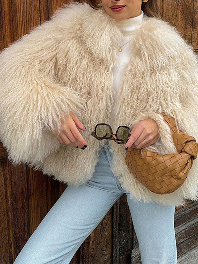 Élégante veste pour femme en fausse fourrure style shearling
