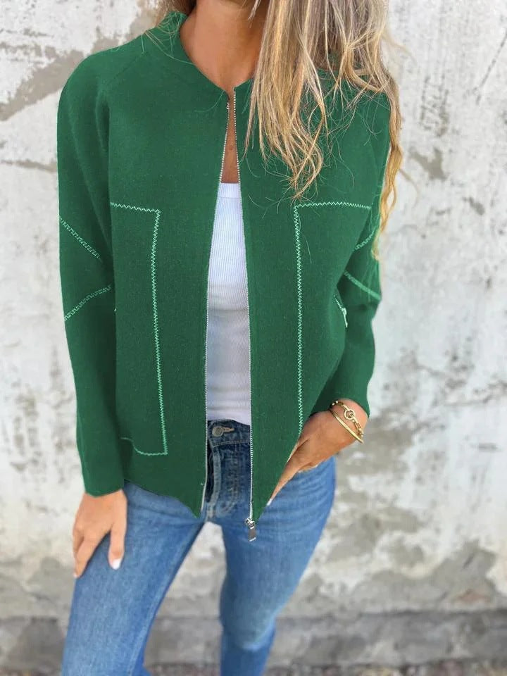 Cardigan chaud en mélange de laine avec fermeture éclair