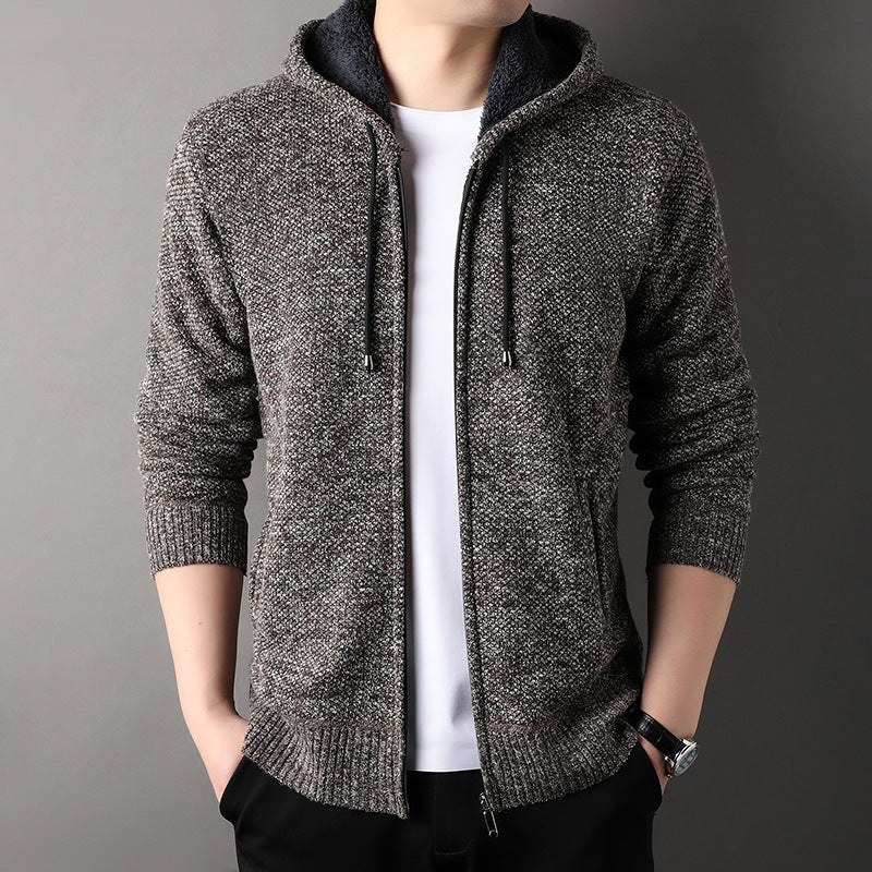 Cardigan Homme Capuche Doublé Doux Tendance