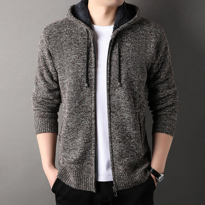 Cardigan Homme Capuche Doublé Doux Tendance