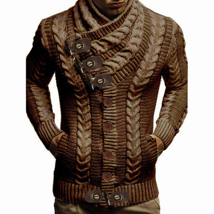 Gilet en grosse maille pour hommes, boutons modernes