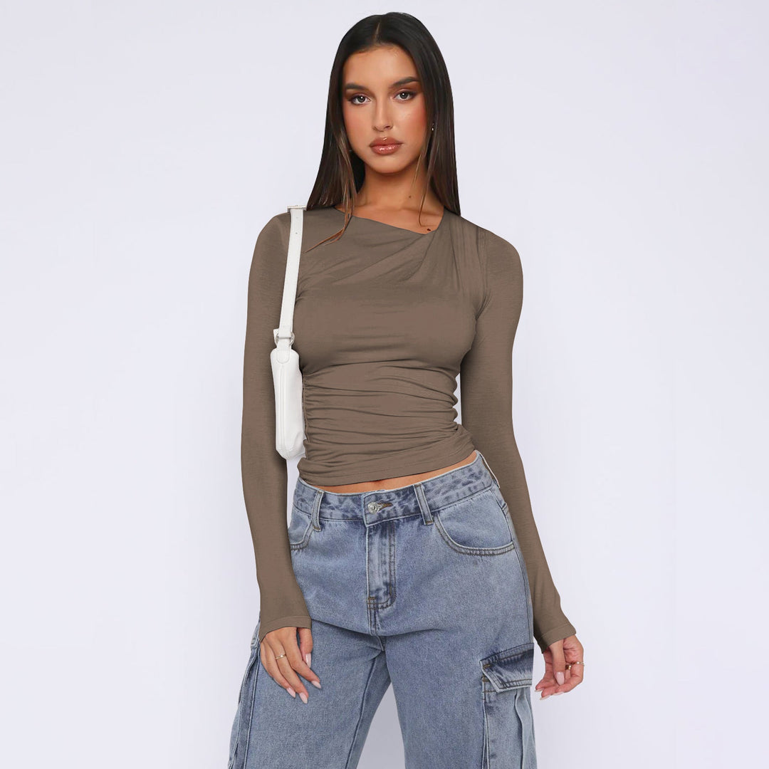 Haut côtelé asymétrique pour femme Élégant haut