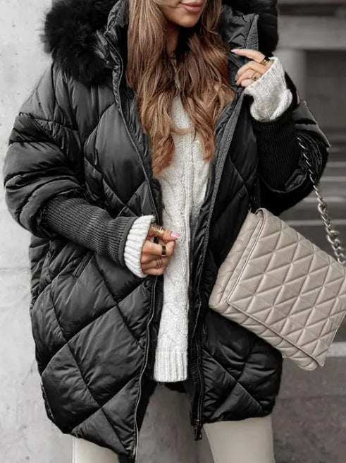 Doudoune matelassée oversize pour femme avec col en peluche Tendance Élégant
