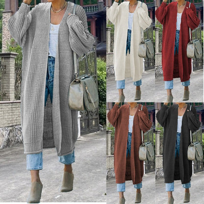 Damen Strickmantel Weit Ärmel Elegantes Design - IdealeKleiden