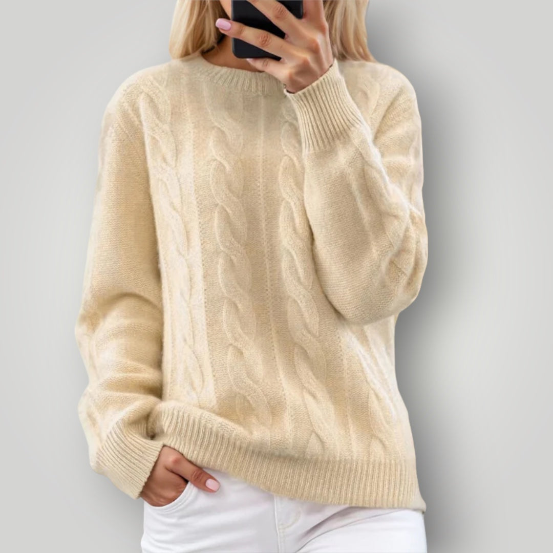 Pull-over en tricot pour femme - Pull d'hiver doux à manches longues