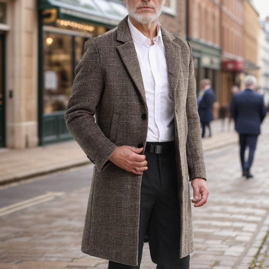Herren Wollmantel Kariert Modern Schick - IdealeKleiden
