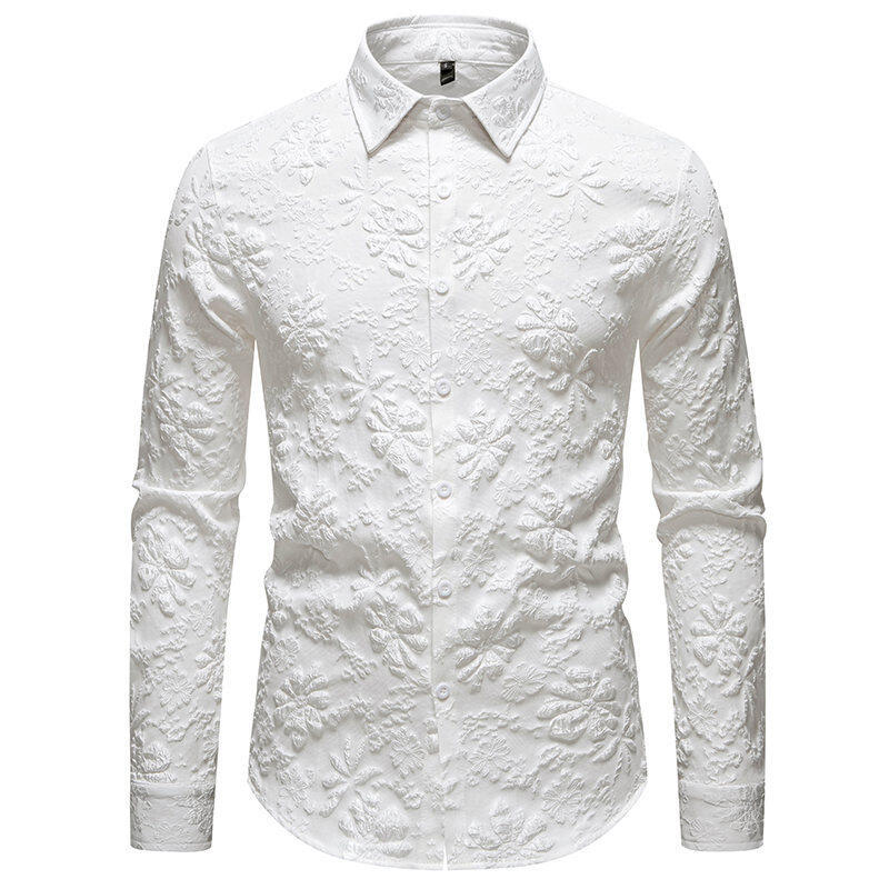Chemise homme à motifs floraux élégante manches longues