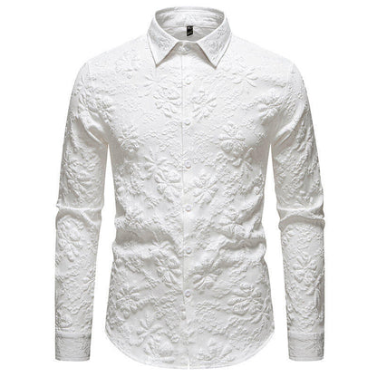 Chemise homme à motifs floraux élégante manches longues