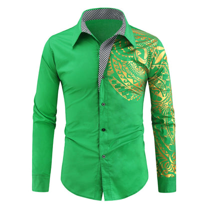 Chemise Homme Imprimé Exotique Col Contrastant