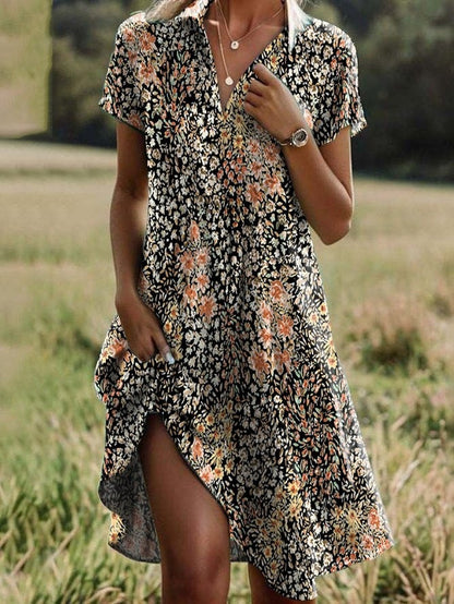 Robe d'été femme à motif floral coupe ample