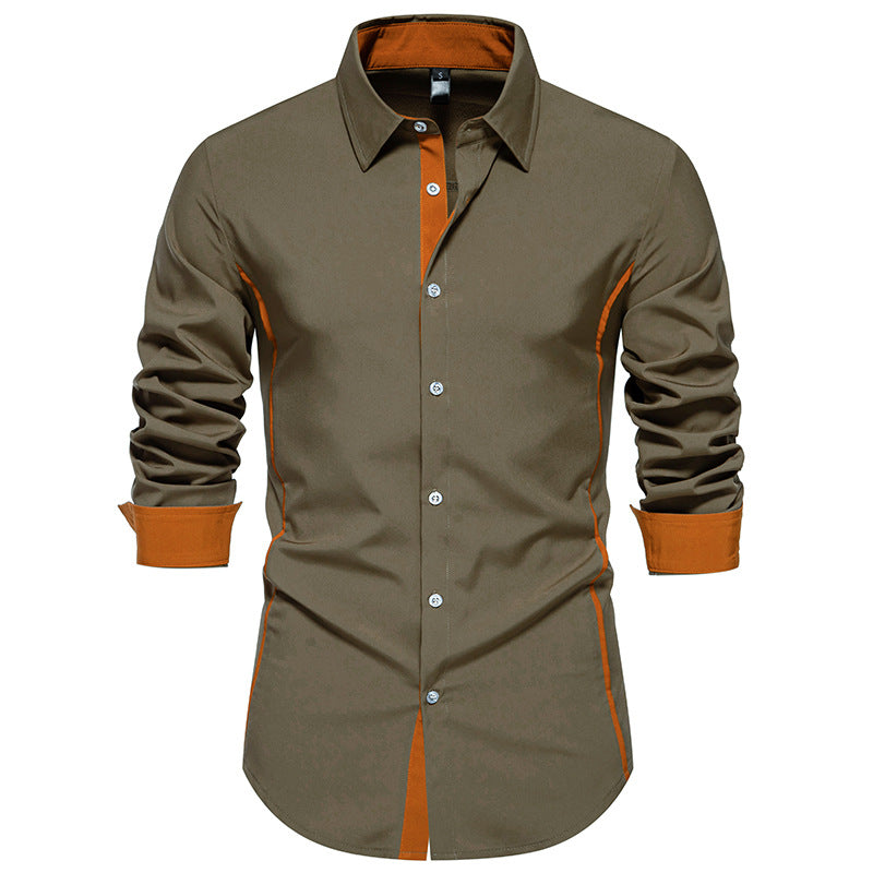 Chemise homme manches longues Coupe Moderne Coutures Contrastantes