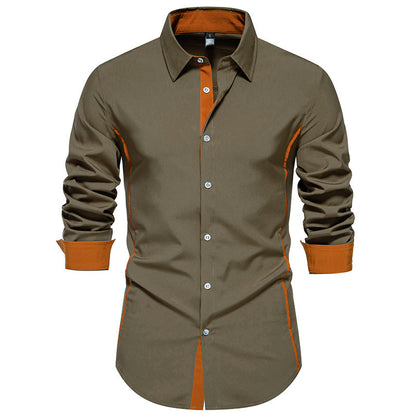 Chemise homme manches longues Coupe Moderne Coutures Contrastantes