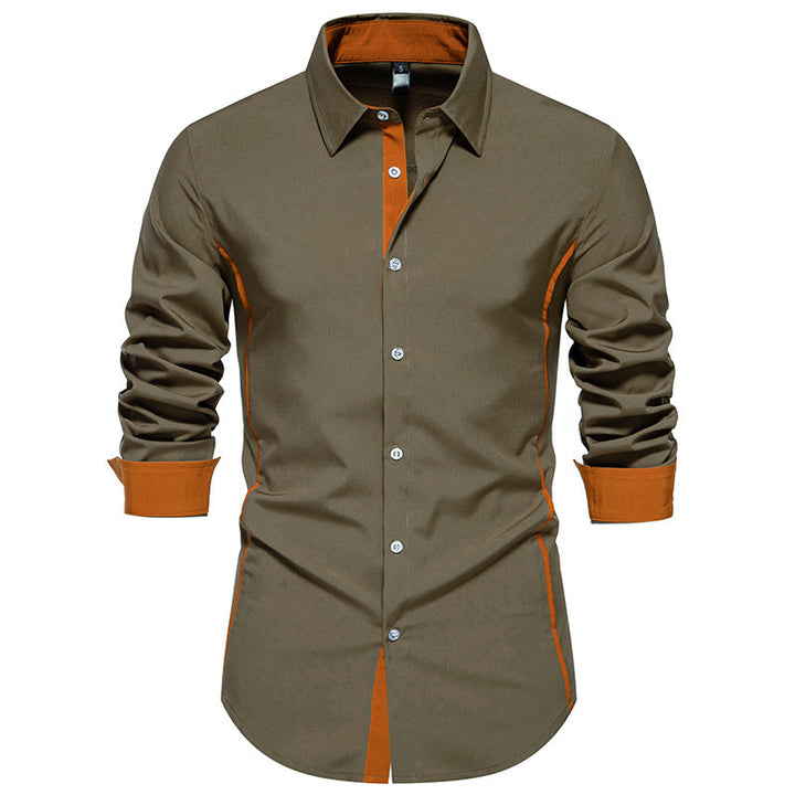 Chemise homme manches longues Coupe Moderne Coutures Contrastantes