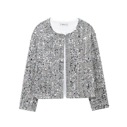 Veste Paillettes Femme Fête Effet Scintillant