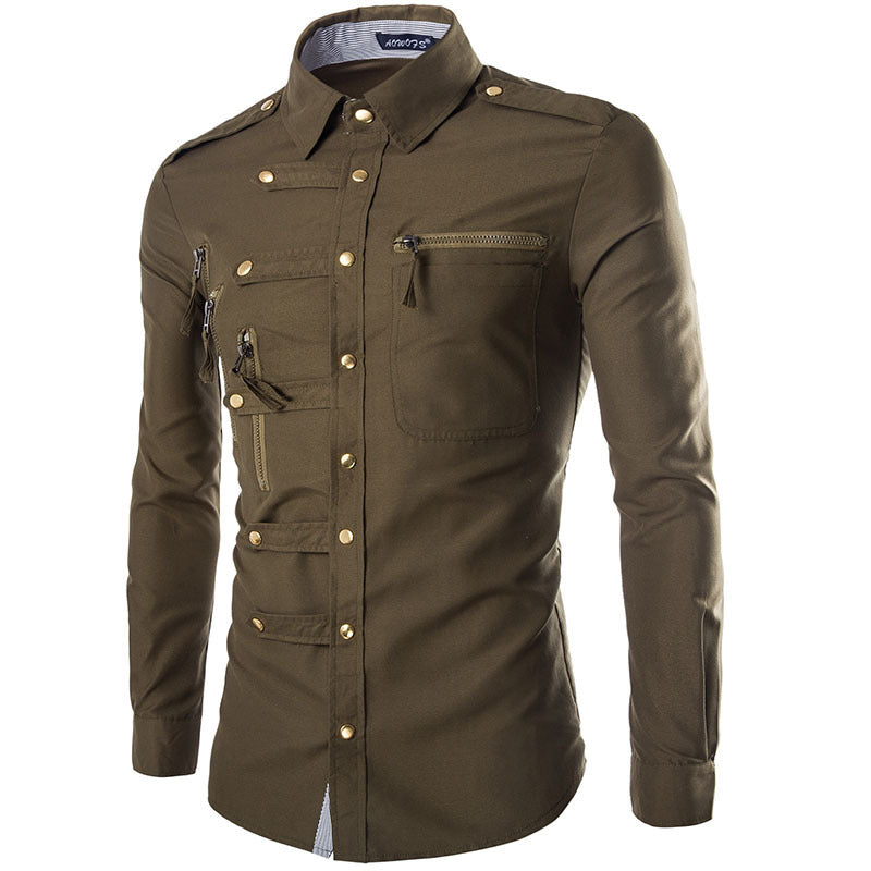 Chemise homme moderne avec poches multiples Qualité supérieure