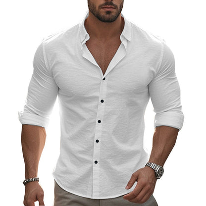 Chemise à manches longues pour homme Confort moderne Col roulé