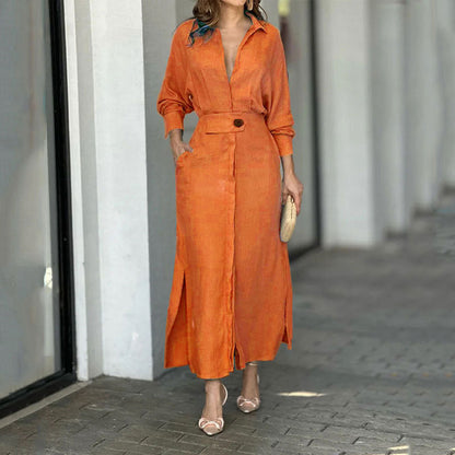 Robe longue élégante en lin pour femme