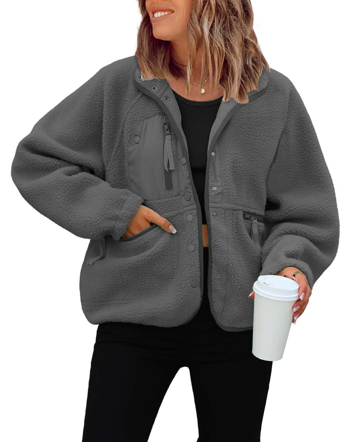 Veste polaire femme douce et chaude avec poches