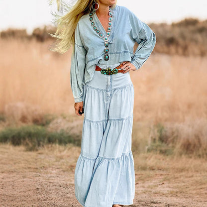 Robe longue bohème chic avec volants élégante