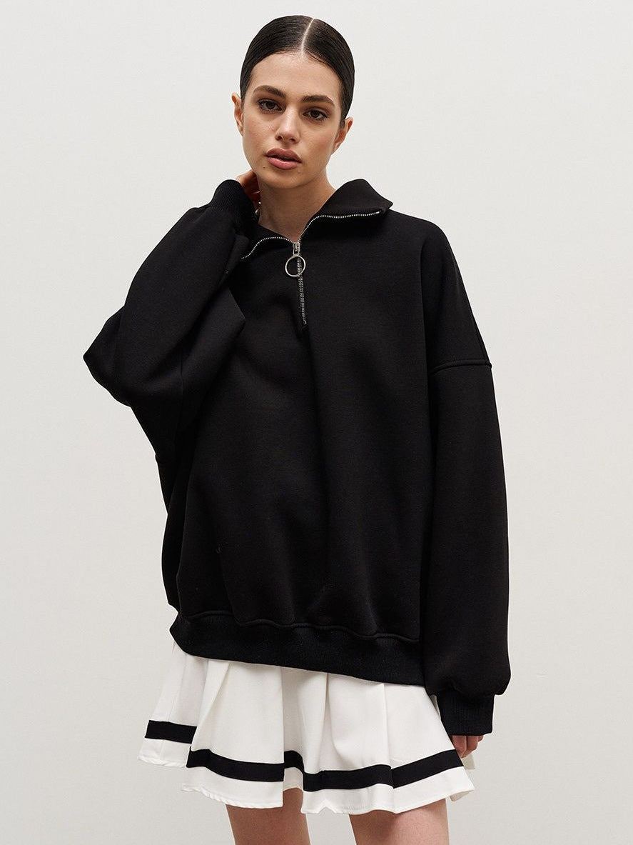 Pull femme moderne col montant zippé