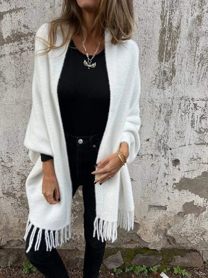 Poncho doux pour femme avec franges Tendance Cadeau