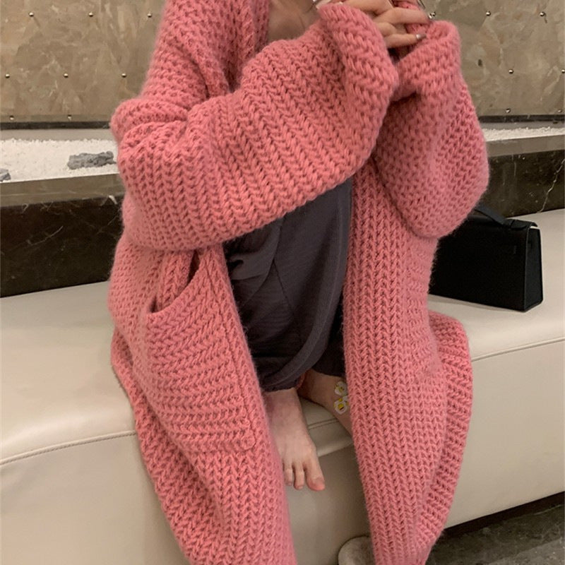 Cardigan long élégant pour femmes avec poches
